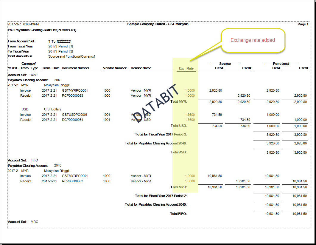 po payableClearingAudit