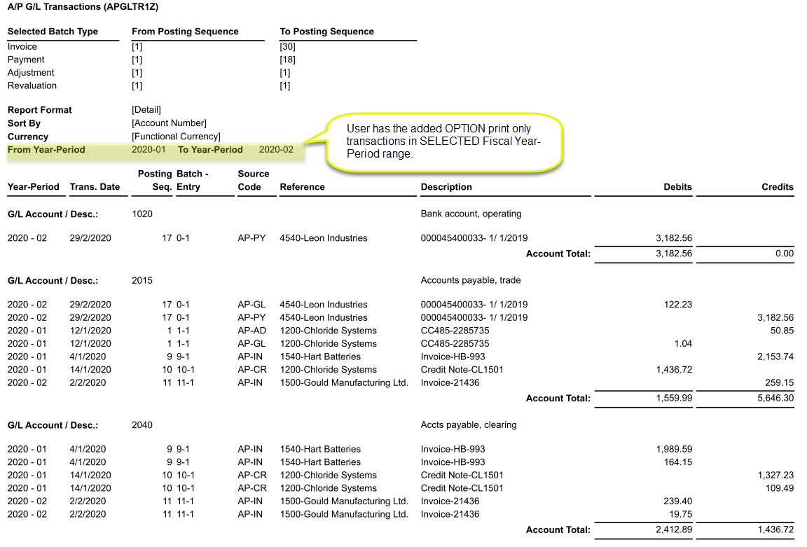 AP GL Trans Rep DETAIL SortBy ACCOUNT NO