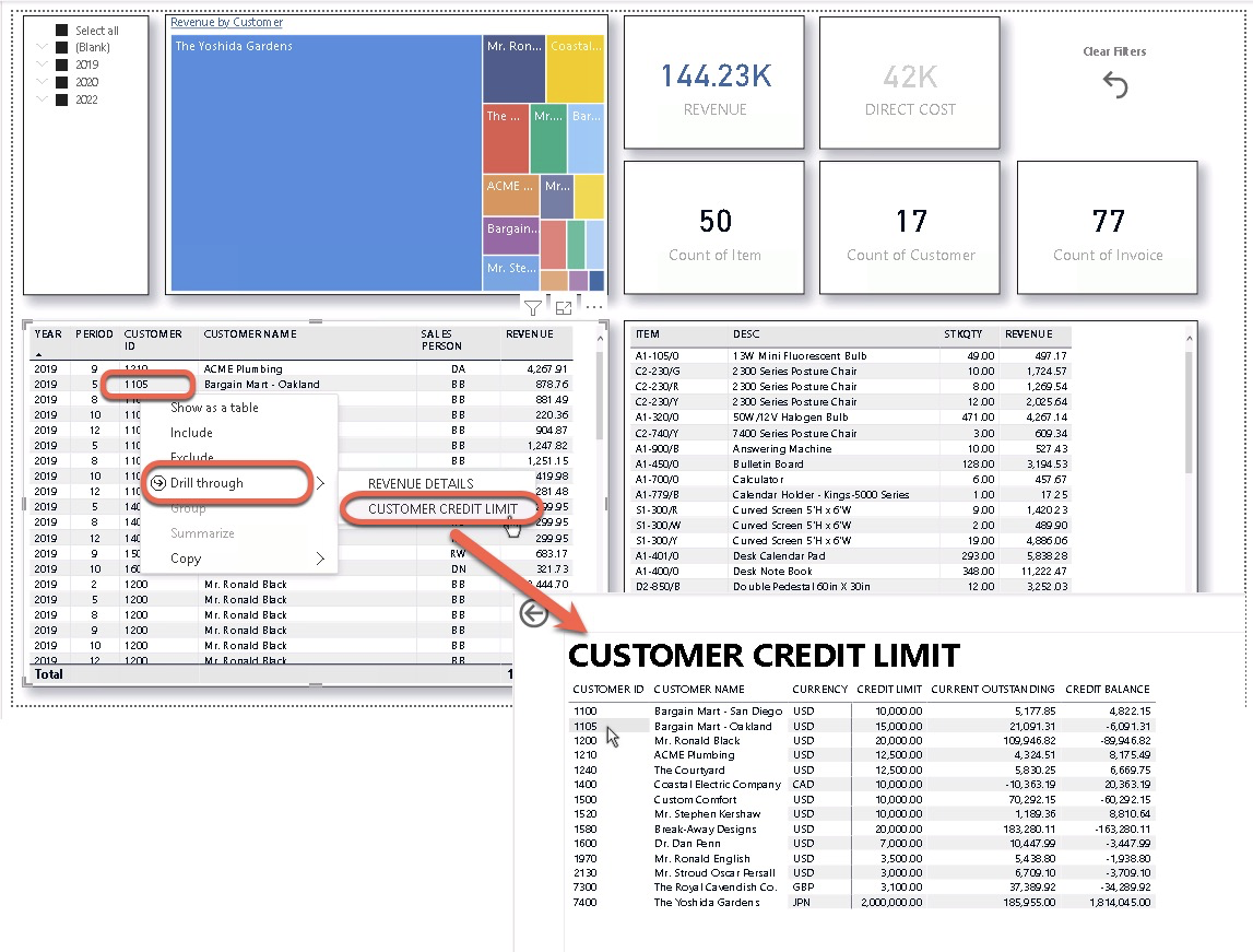 BI Customer outstanding and credit limit