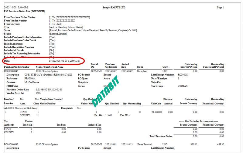 PO Detail list Oct25