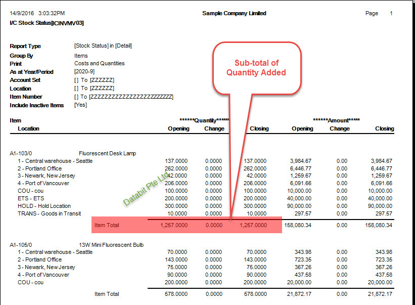 Stock Trans report