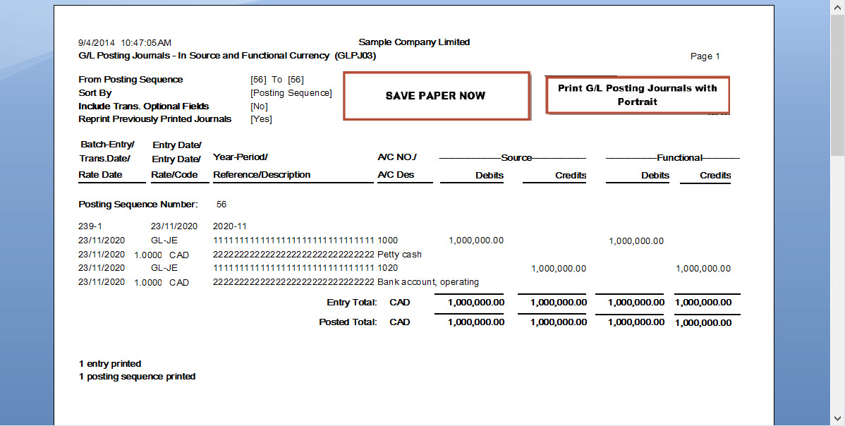 GL Posting Journal - Functional & Source