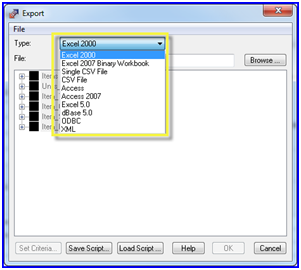 EXPORT EXCEL